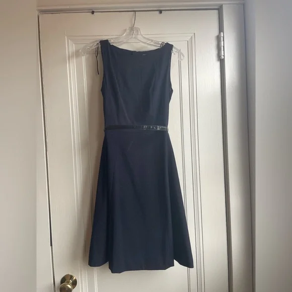 H&M | Dresses | Hm Blue And White Polka Dot Dress With Belt Included |  Poshmark